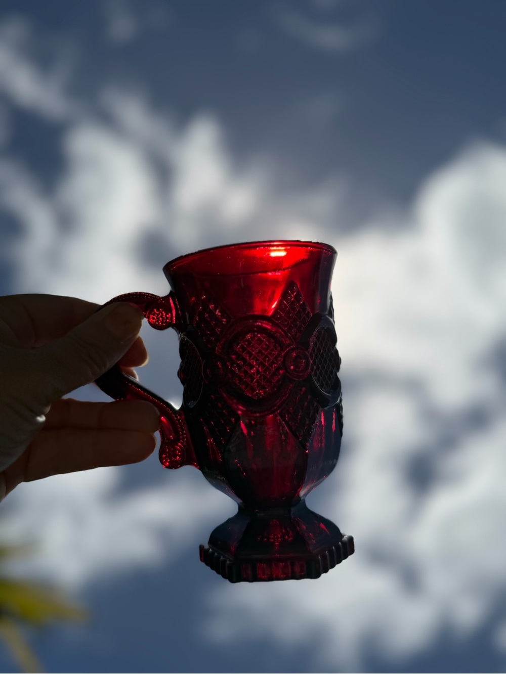 AVON Ruby Red Cape Cod Footed Pedestal Mug Holiday Collectable - Picture 6 of 10
